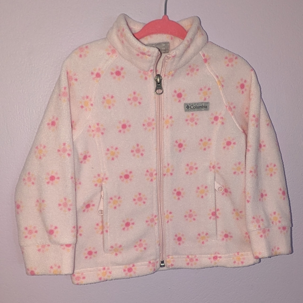 Columbia Cream and Pink Floral Fleece Jacket